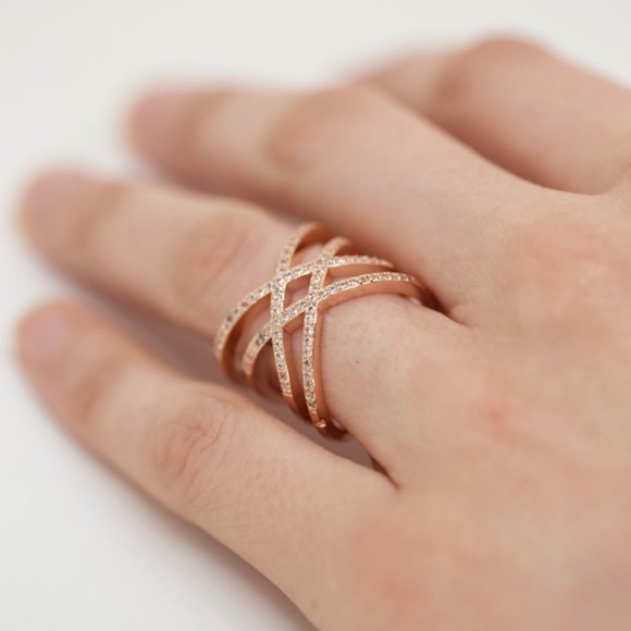 Jenna Jameson Jewelry - 925S Rose Gold Dipped White Topaz Infinity Ring